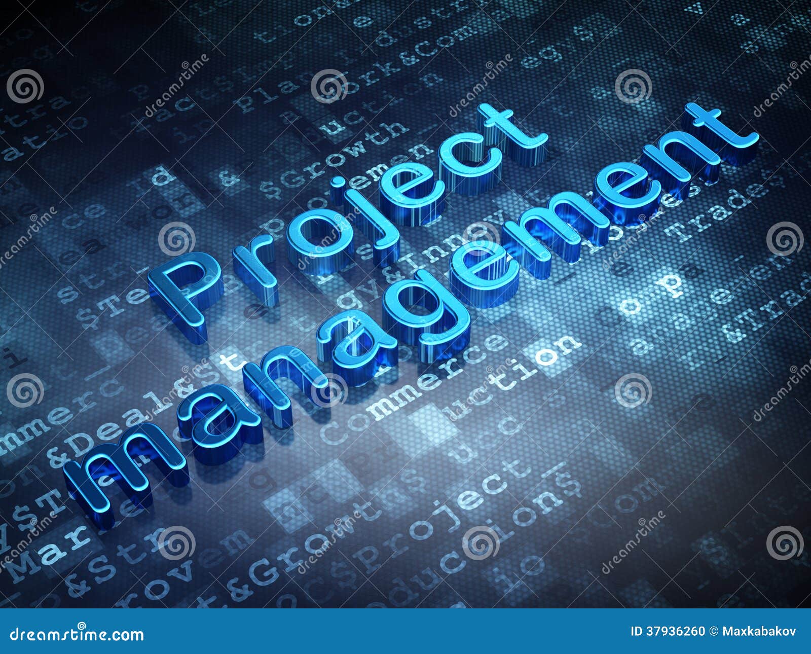 Finance Concept Blue Project Management on Stock Illustration