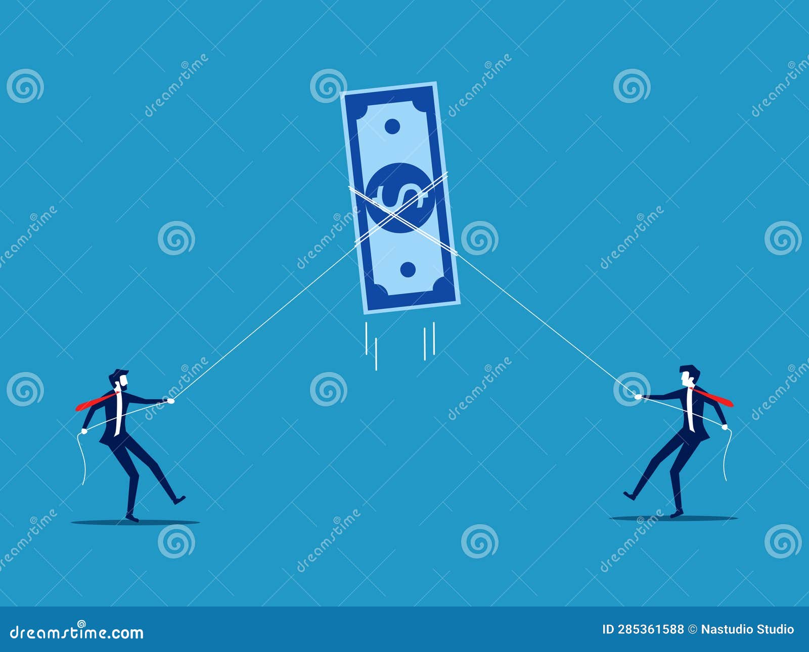 Finance and Investment. Two Businessmen Compete To Pull Banknotes Stock