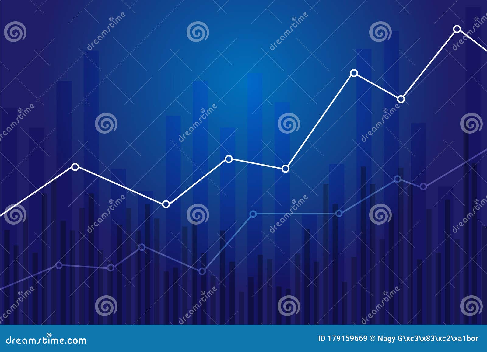 finance uptrend. diagram graphic s. statistic template on blue background