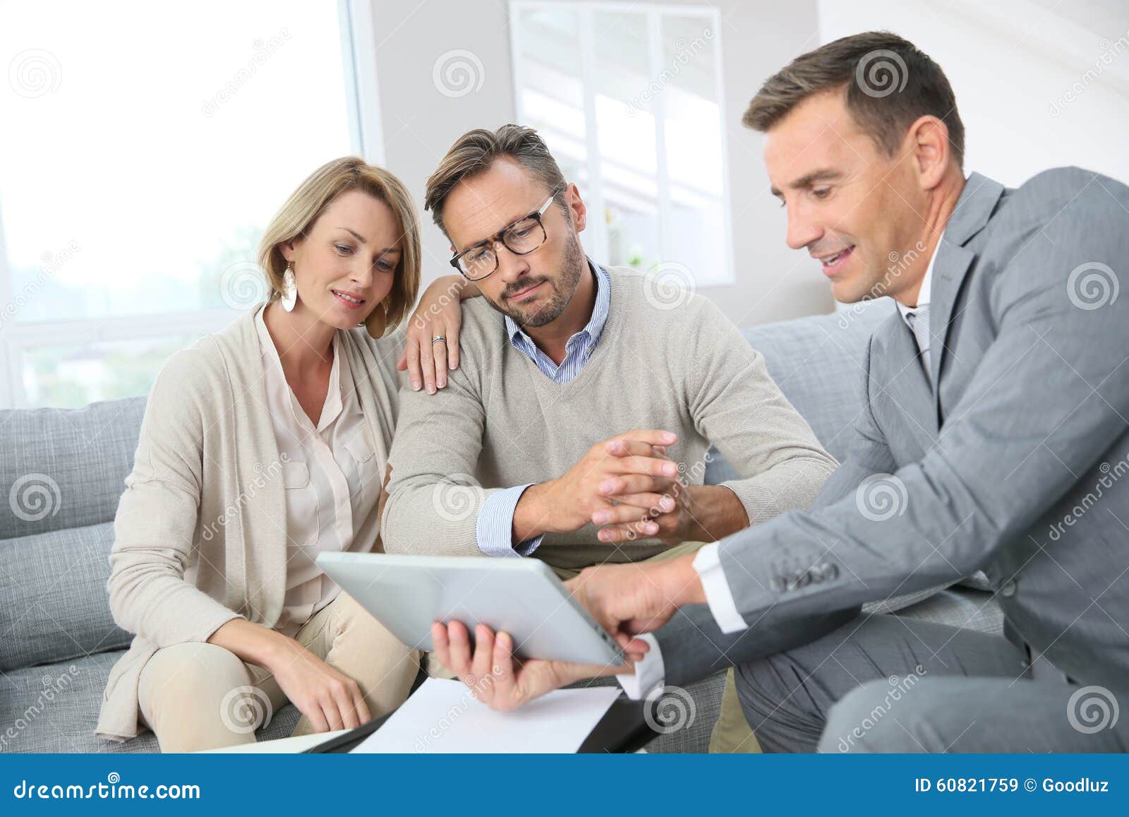 Financial Advisor Showing Contract To Clients Stock Image Image of