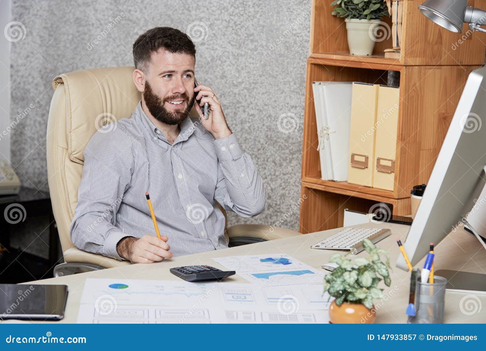Financial Advisor Working On Mobile Phone Stock Image Image Of