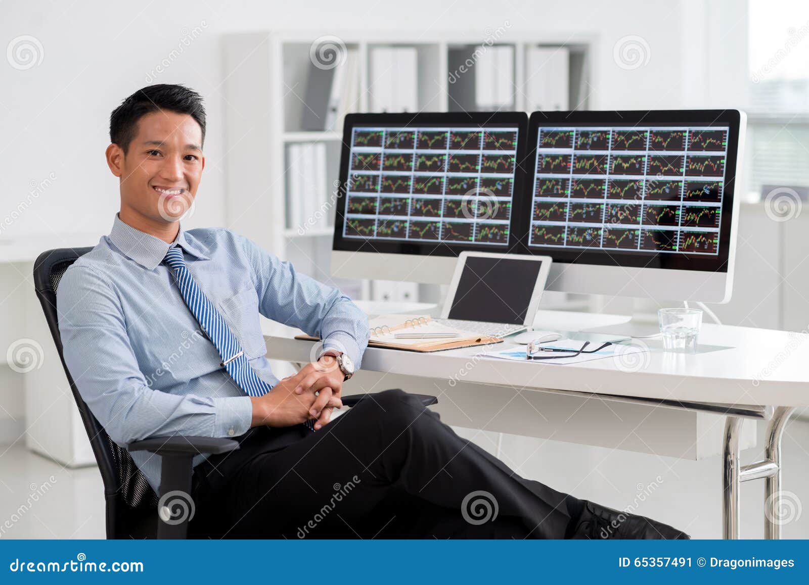 Financial analyst stock image. Image of cheerful, computer 65357491