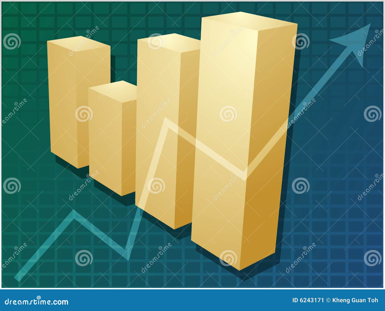 Financial barchart stock vector. Illustration of gold 6243171