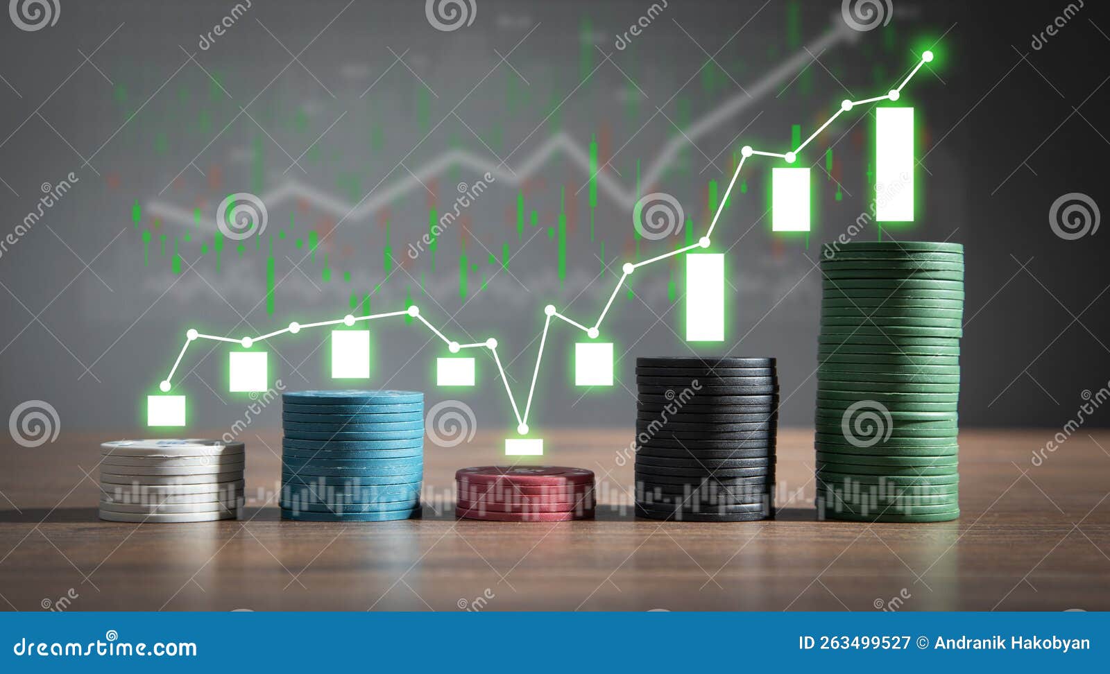 Financial Chart on Poker Chips. Growth Concept Stock Illustration