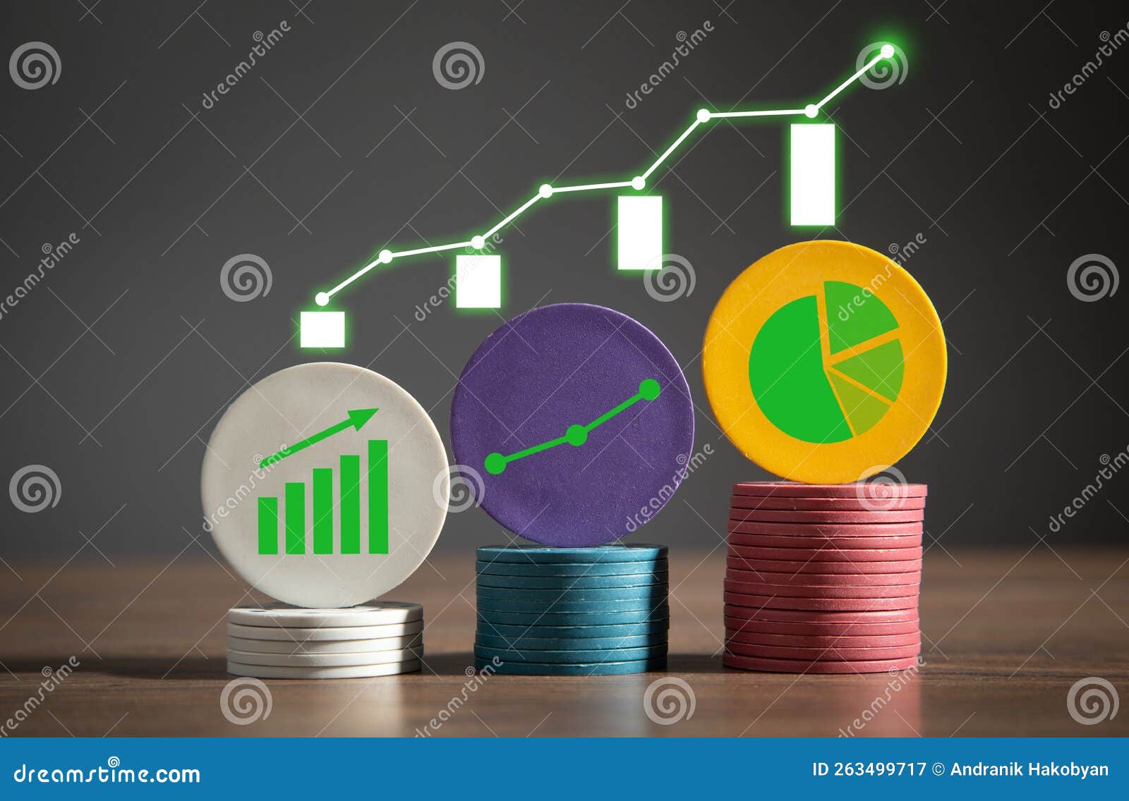 Financial Chart on Poker Chips. Growth Concept Stock Illustration