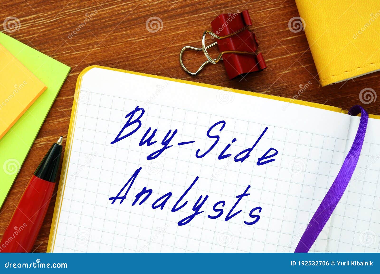 Financial Concept about BuySide Analysts with Sign on the Sheet Stock