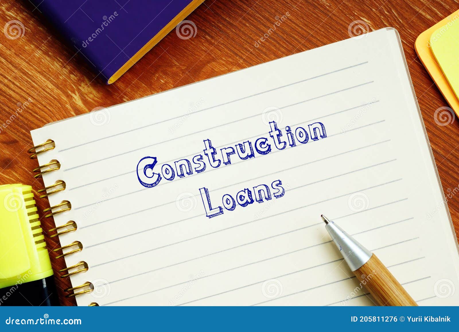 financial concept meaning construction loans with inscription on the page