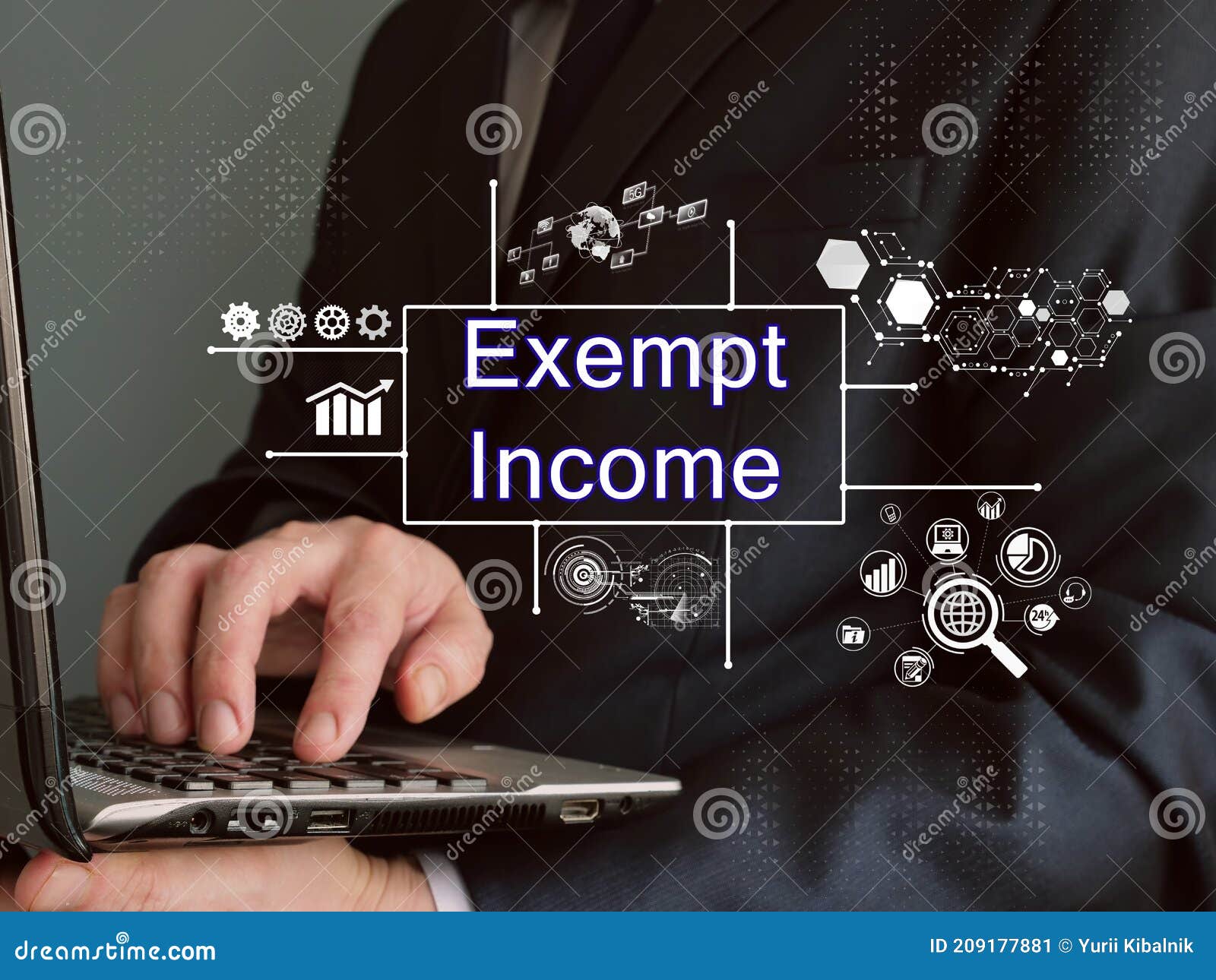 financial concept meaning exempt income with phrase on the page