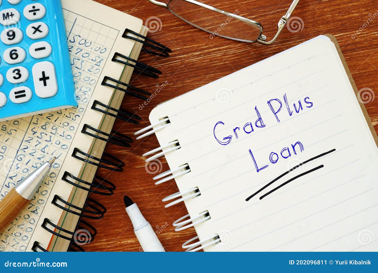 Financial Concept Meaning Grad Plus Loan with Phrase on the Page Stock