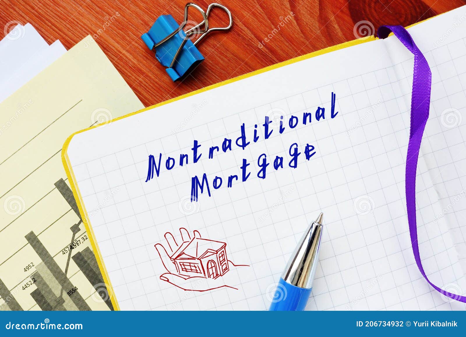 financial concept meaning nontraditional mortgage with phrase on the piece of paper
