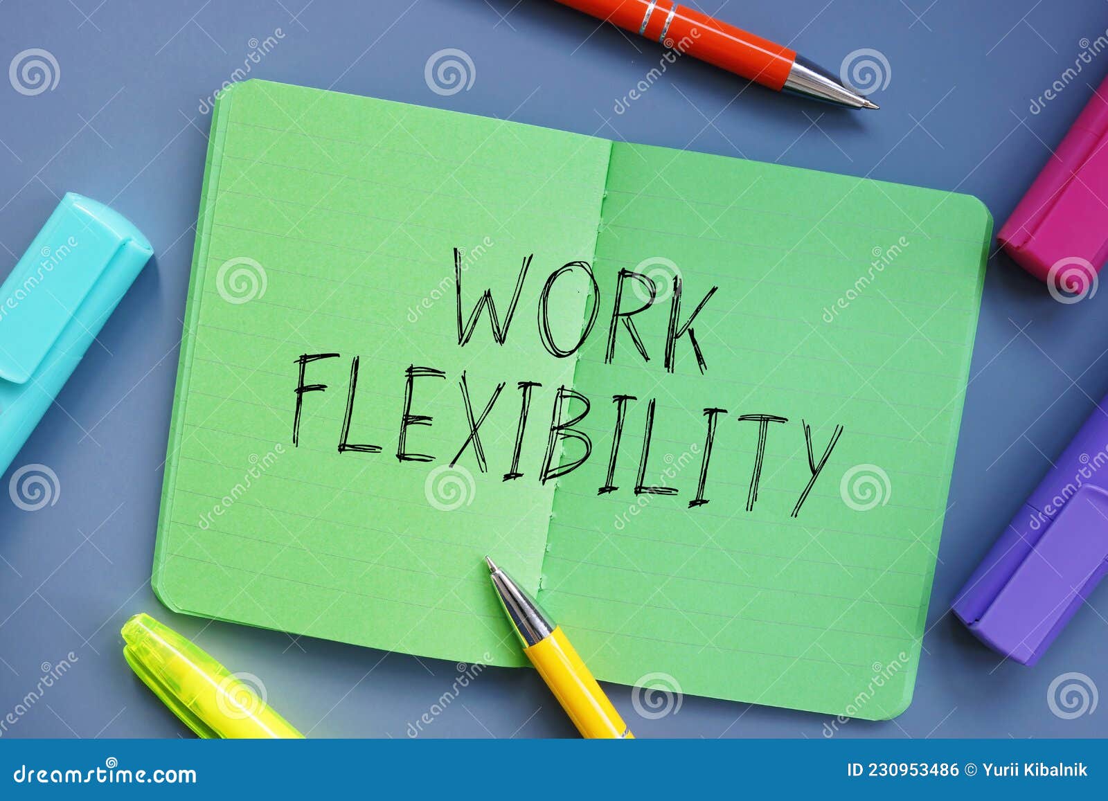 Financial Concept Meaning Work Flexibility with Sign on the Page Stock