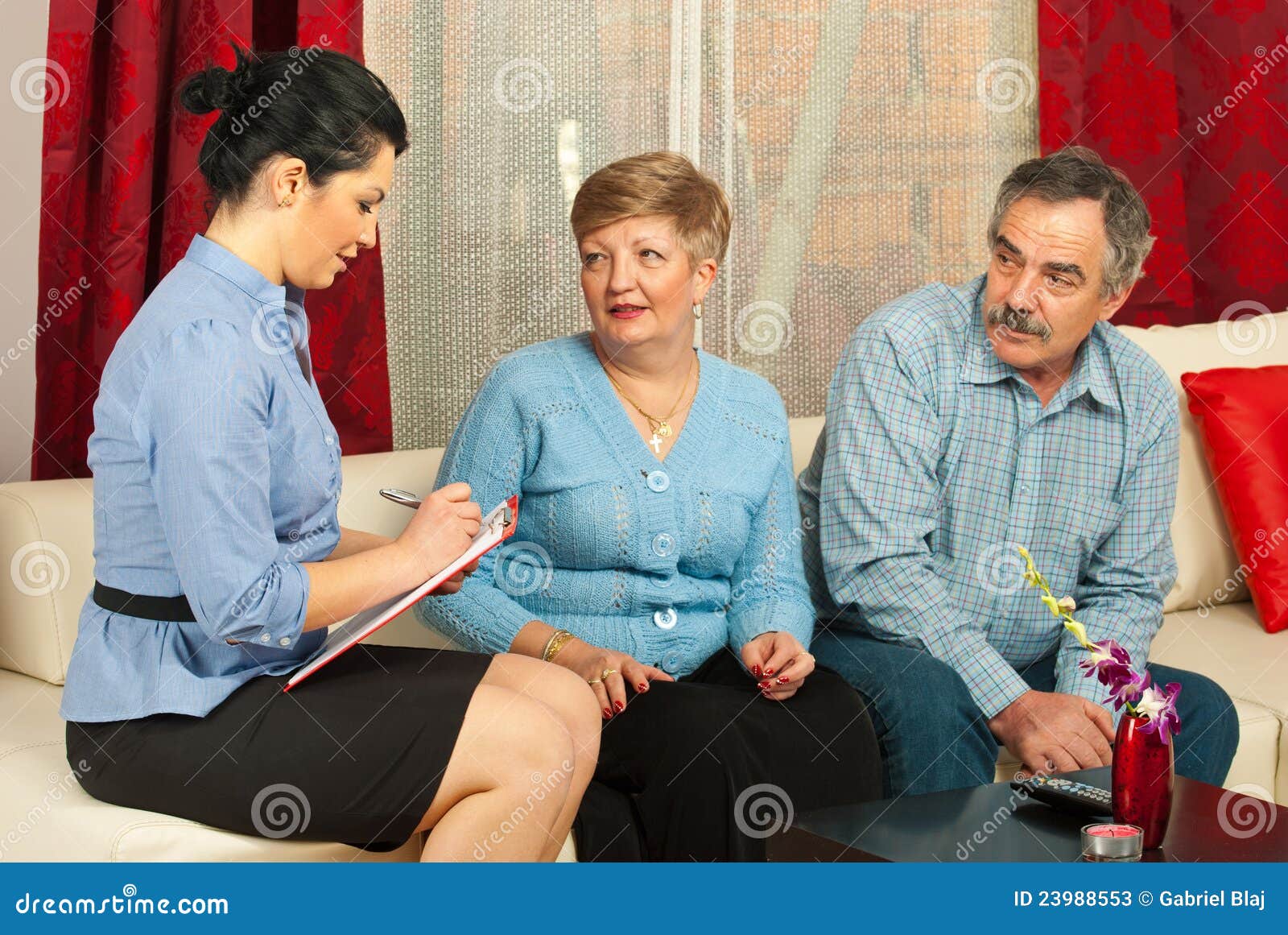 Financial Consultant With Mature Couple Stock Image Image Of Couple Document 23988553