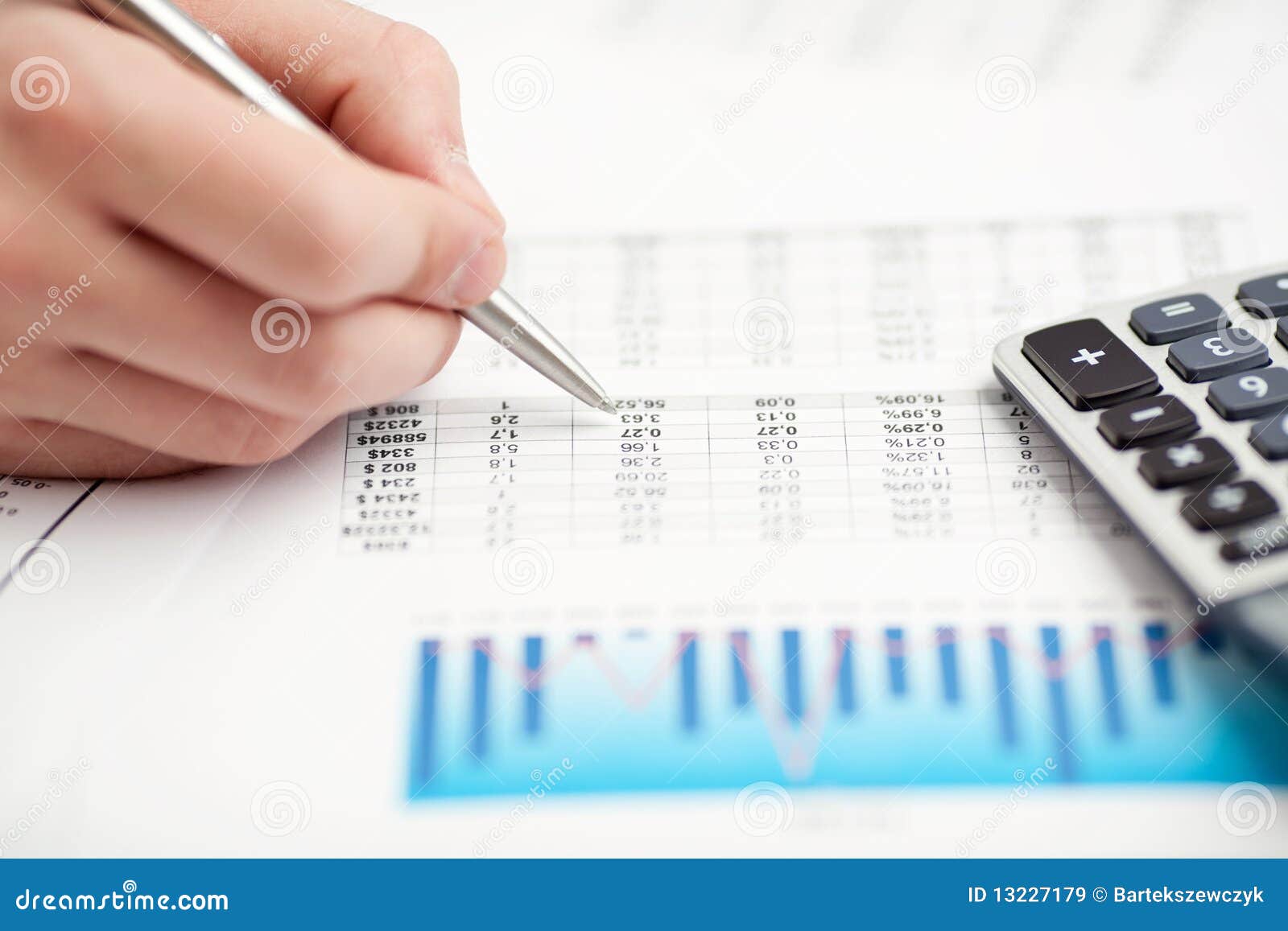 Financial Data Analyzing. Counting on Calculator Stock Image Image of