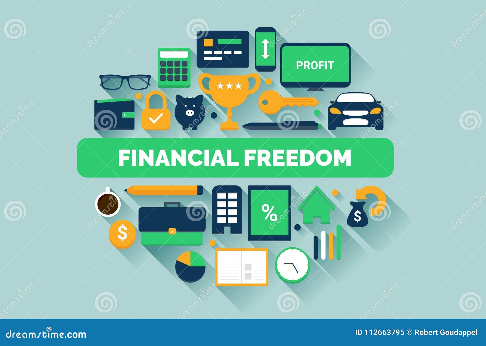 Financial Freedom Vector Illustration Stock Vector - Illustration of ...