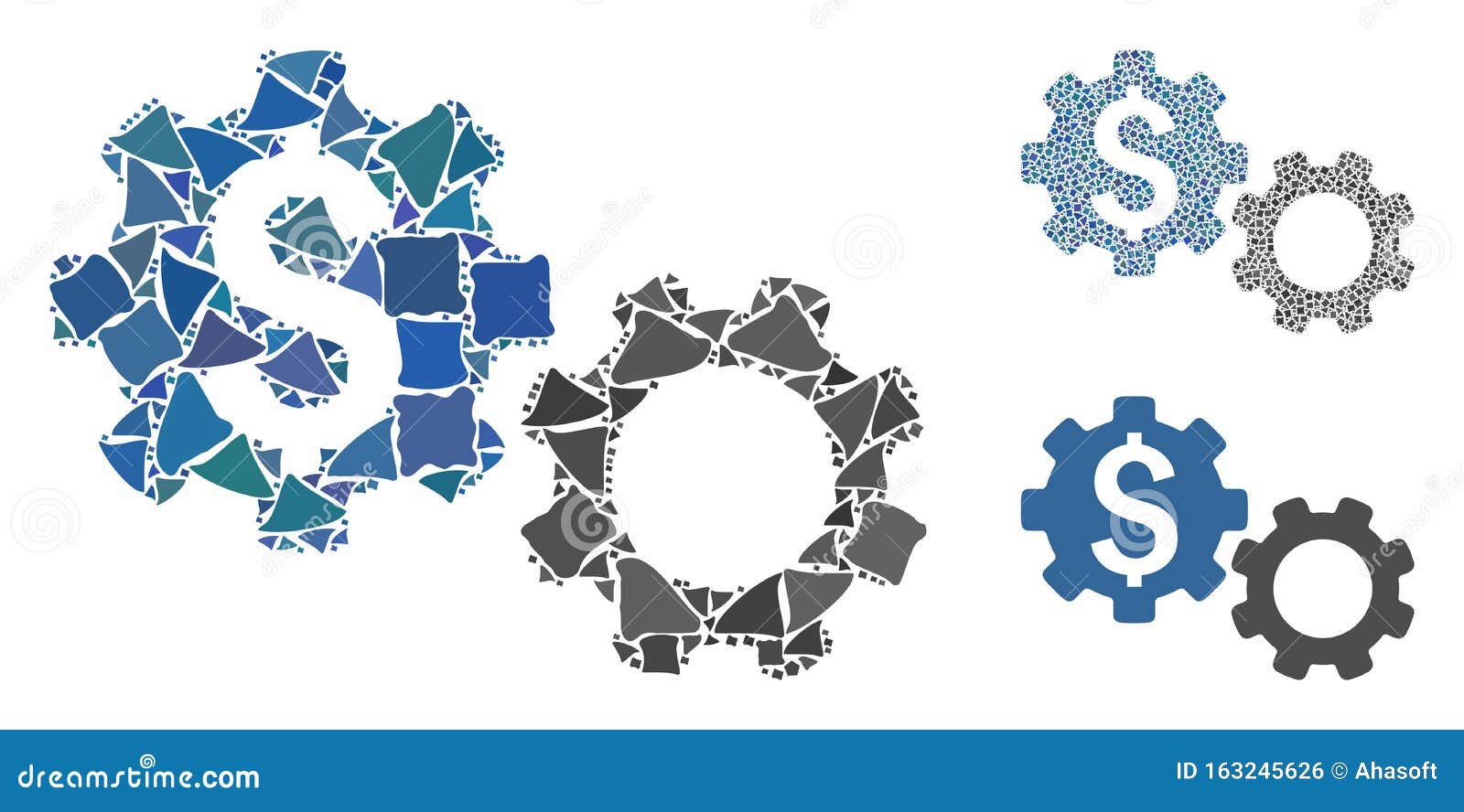 Financial Gears Mosaic Icon of Uneven Pieces Stock Illustration