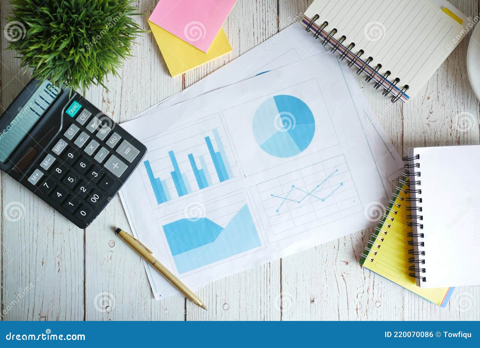 Financial Graph, Calculator and Notepad on Table Stock Photo Image of