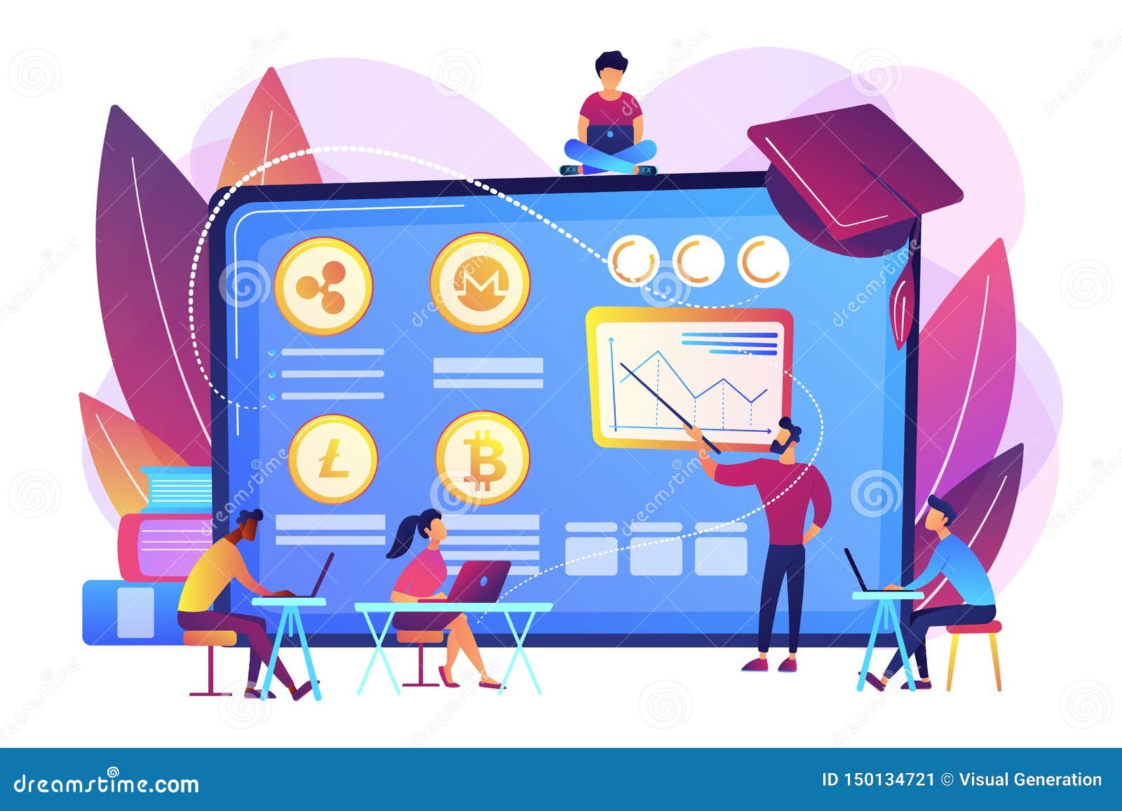 Cryptocurrency Trading Courses Concept Vector Illustration ...