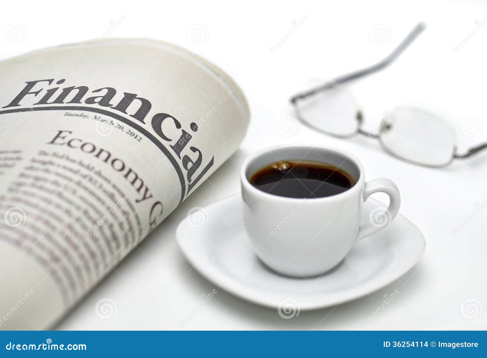 Financial Newspaper with Coffee Stock Photo Image of document, finace
