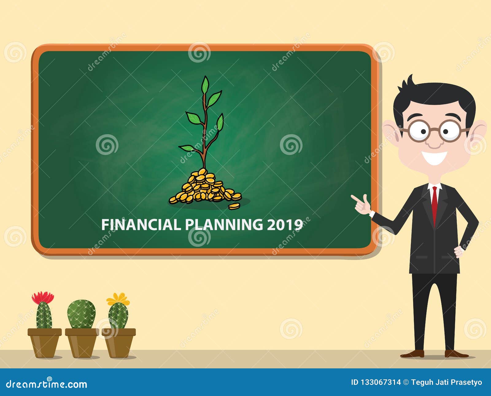 Financial Planning 2019 New Year Business Resolution Financing Vector