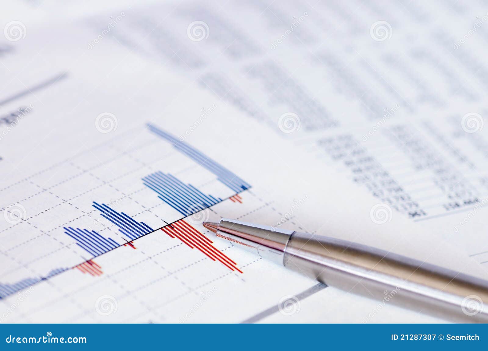 Financial Planning with Stock Chart and Pen. Stock Image Image of
