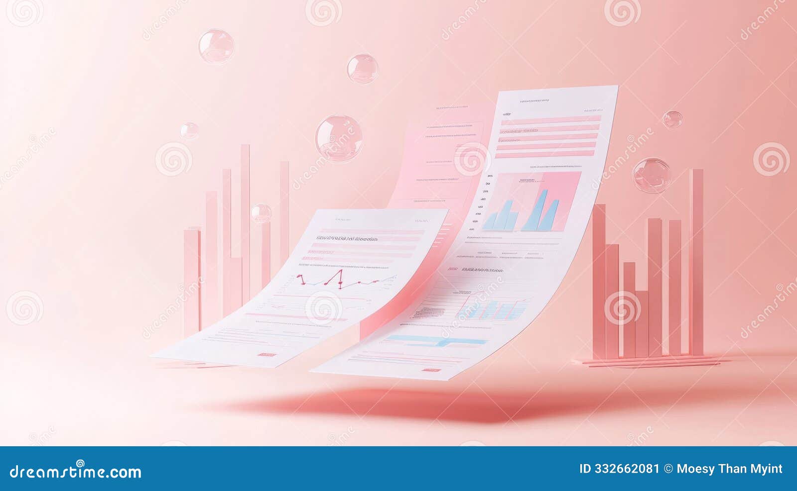 financial report render in soft neutral background, transparent analysis concept