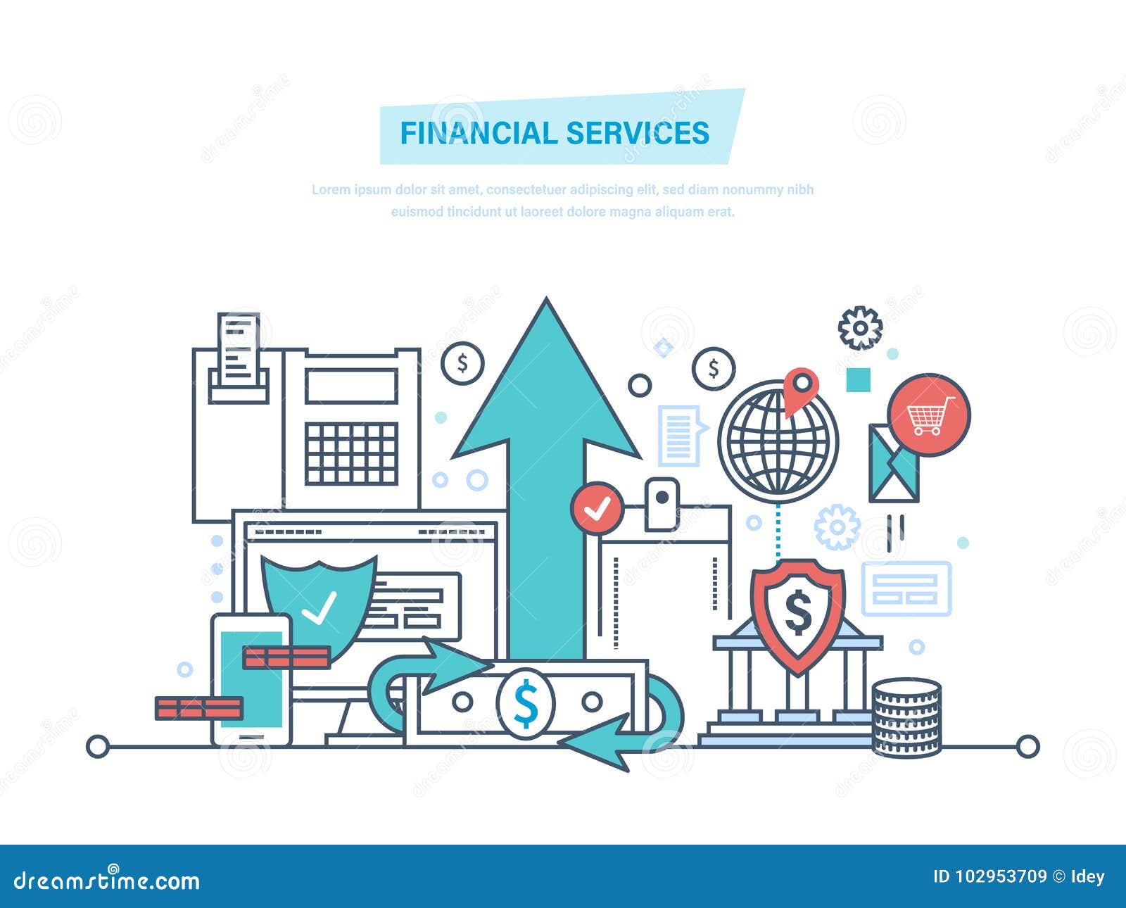 financial services. online banking, protection, payment security, analysis deposits, investment.