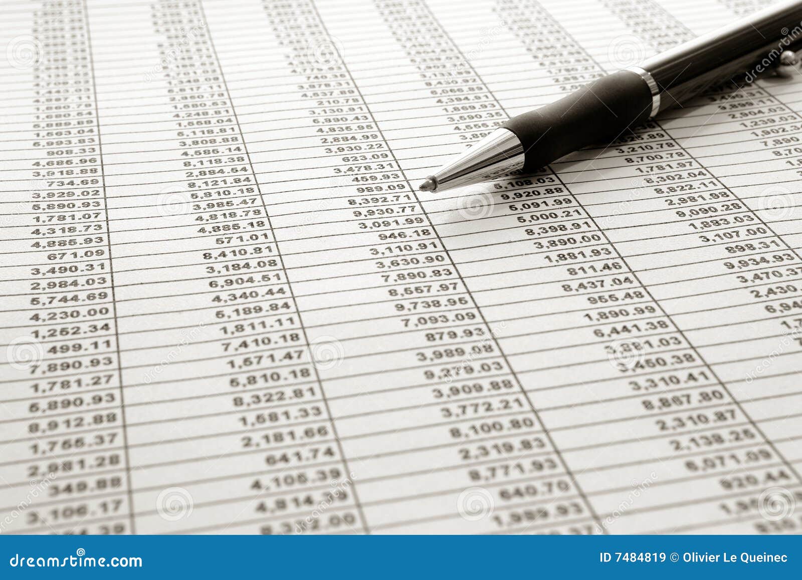 Financial Spreadsheet And Ballpoint Ink Pen Stock Image - Image of finance, balancing ...