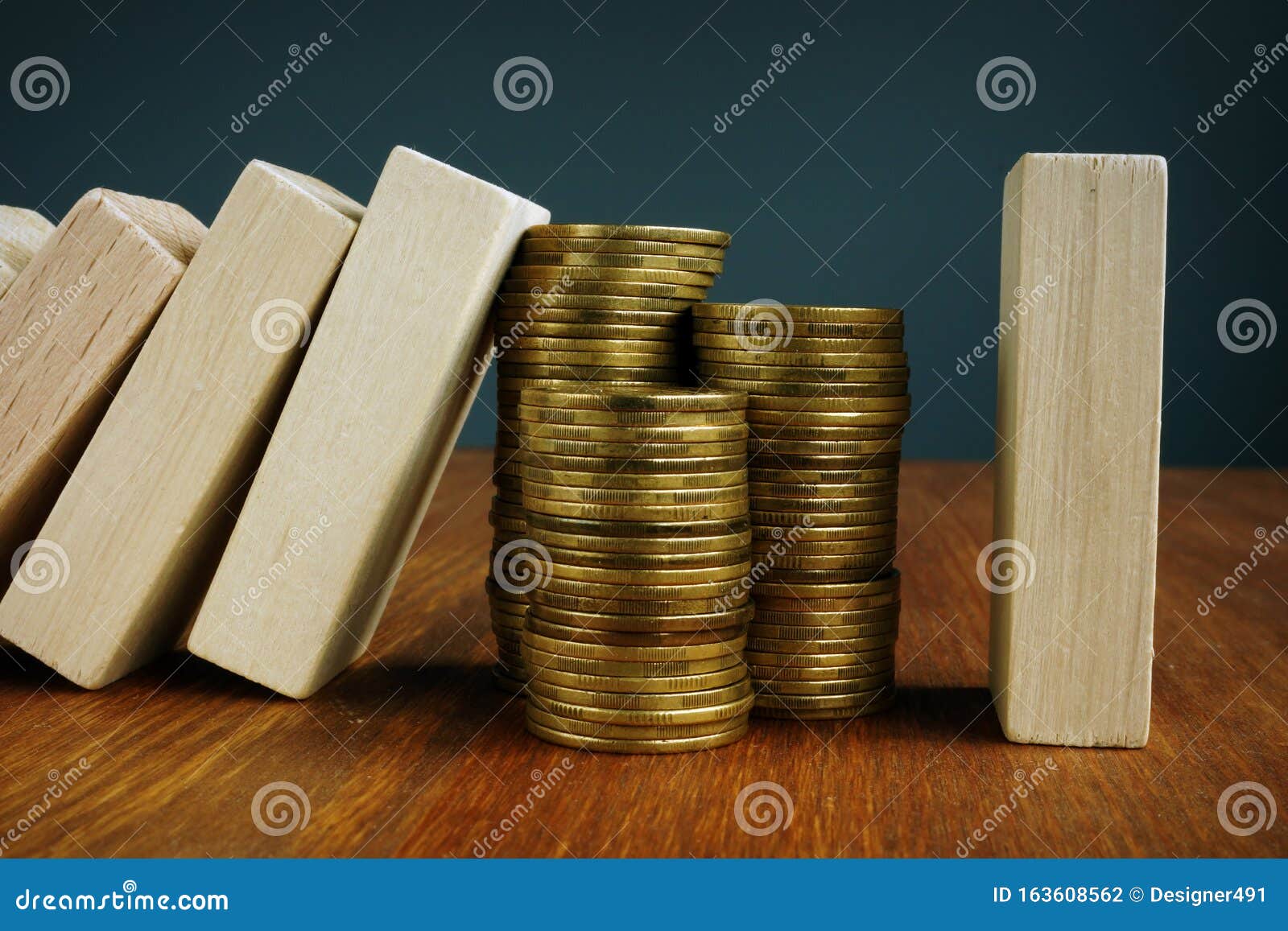 Financial Stability And Savings. Wooden Blocks And Stack ...