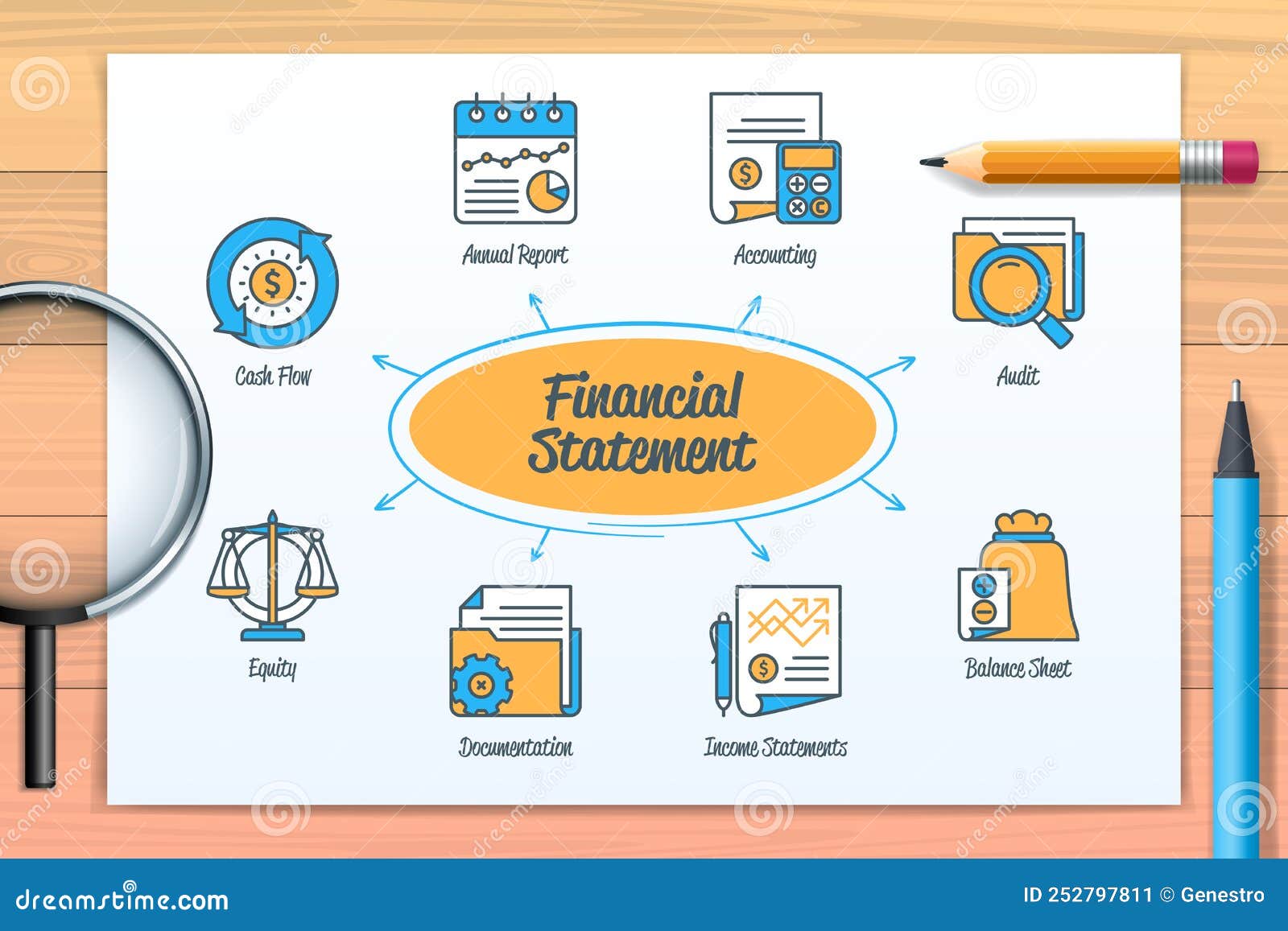 Financial Statement Icon In Flat Style Document With Lock Vector Financial Statement Icon In Flat Style Document With Lock Vector