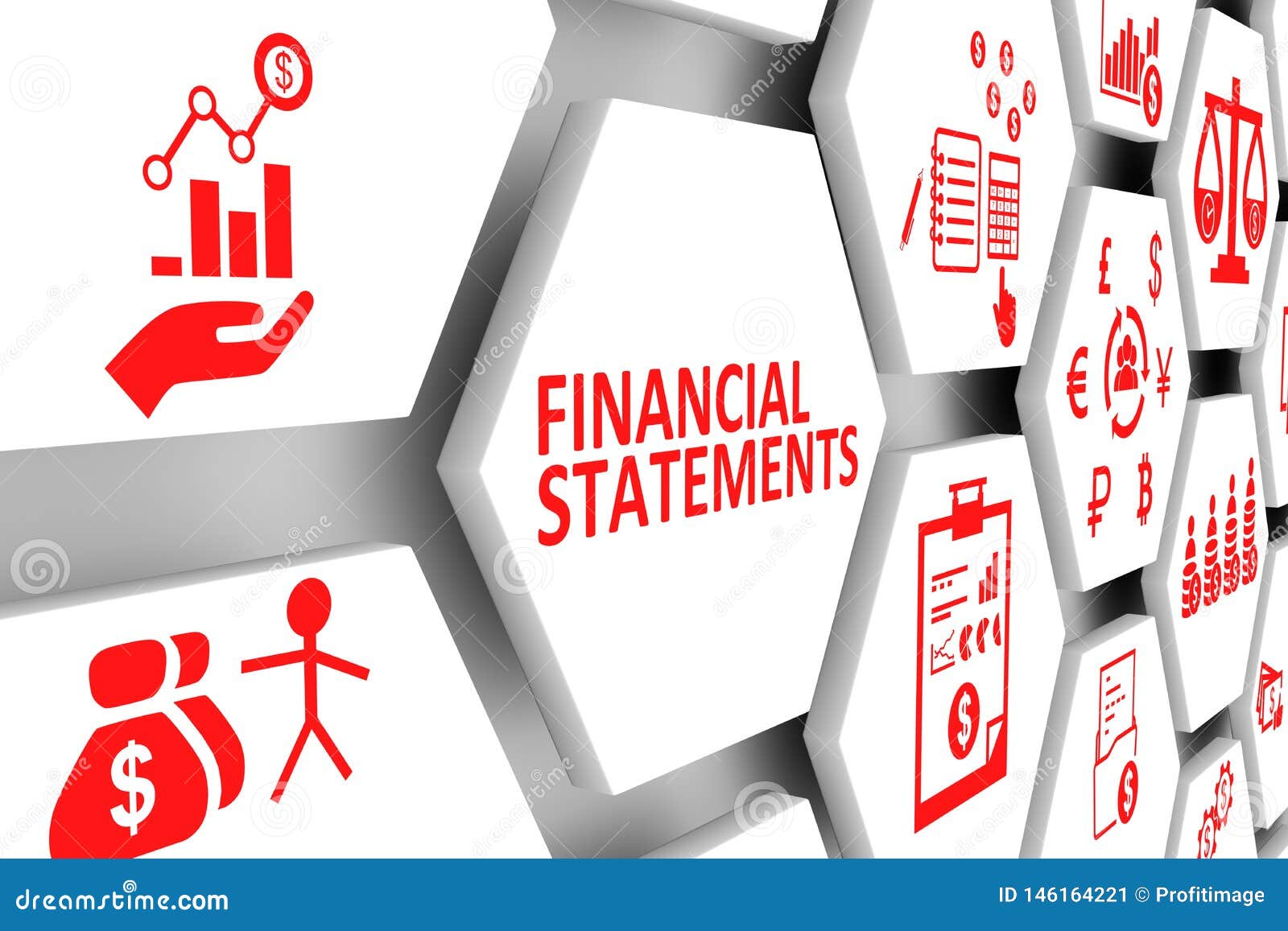 financial statements concept cell background