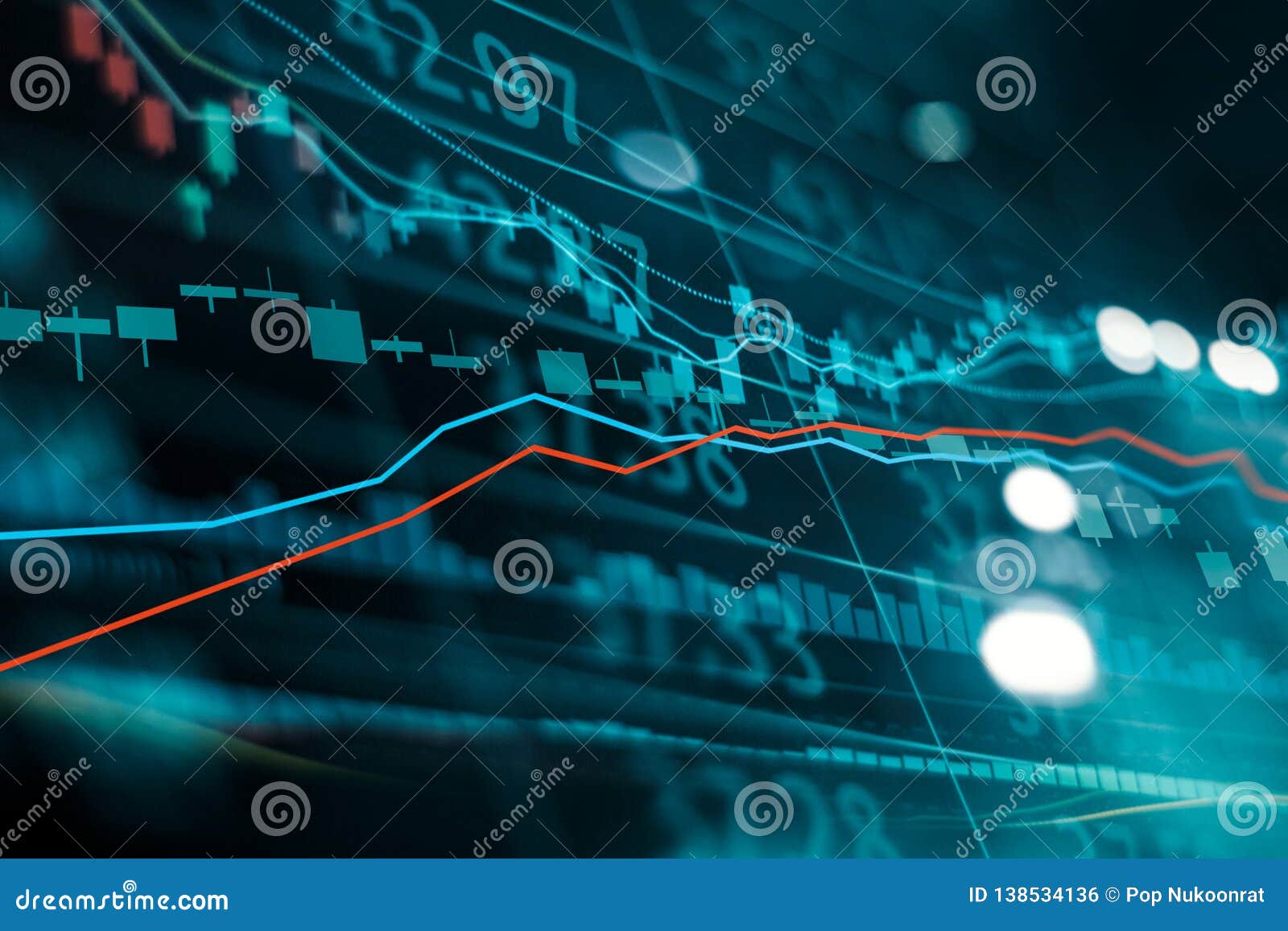 financial stock market investment trading graph. candle stick graph chart.