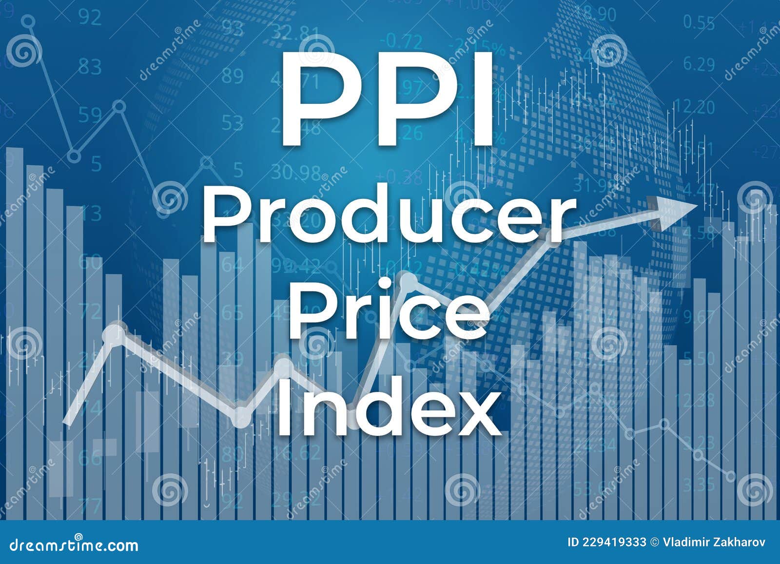 Financial Term PPI Producer Price Index on Blue Finance Background from ...
