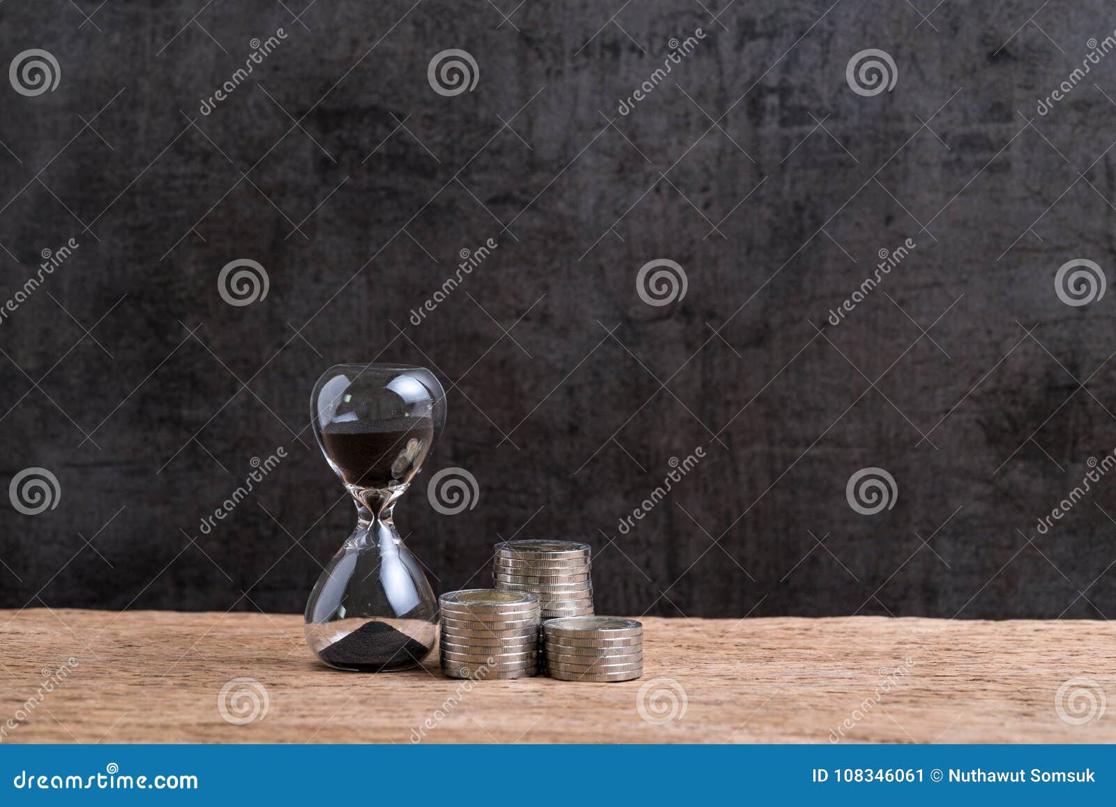 financial time or long term investment concept with hourglass or