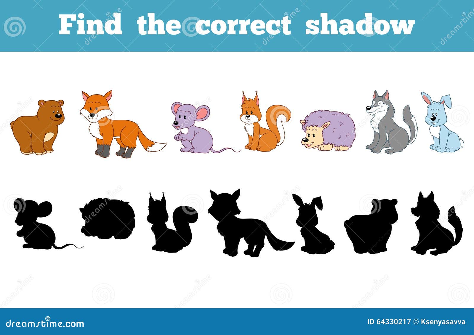 find the correct shadow (forest animals)