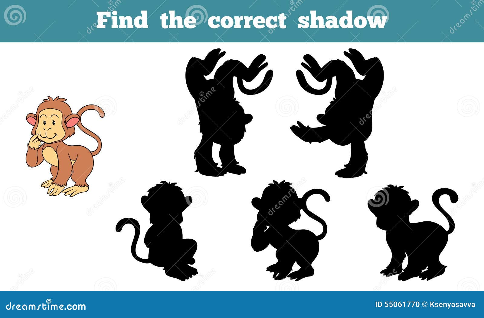 Find The Correct Shadow (monkey) Stock Vector - Illustration of book