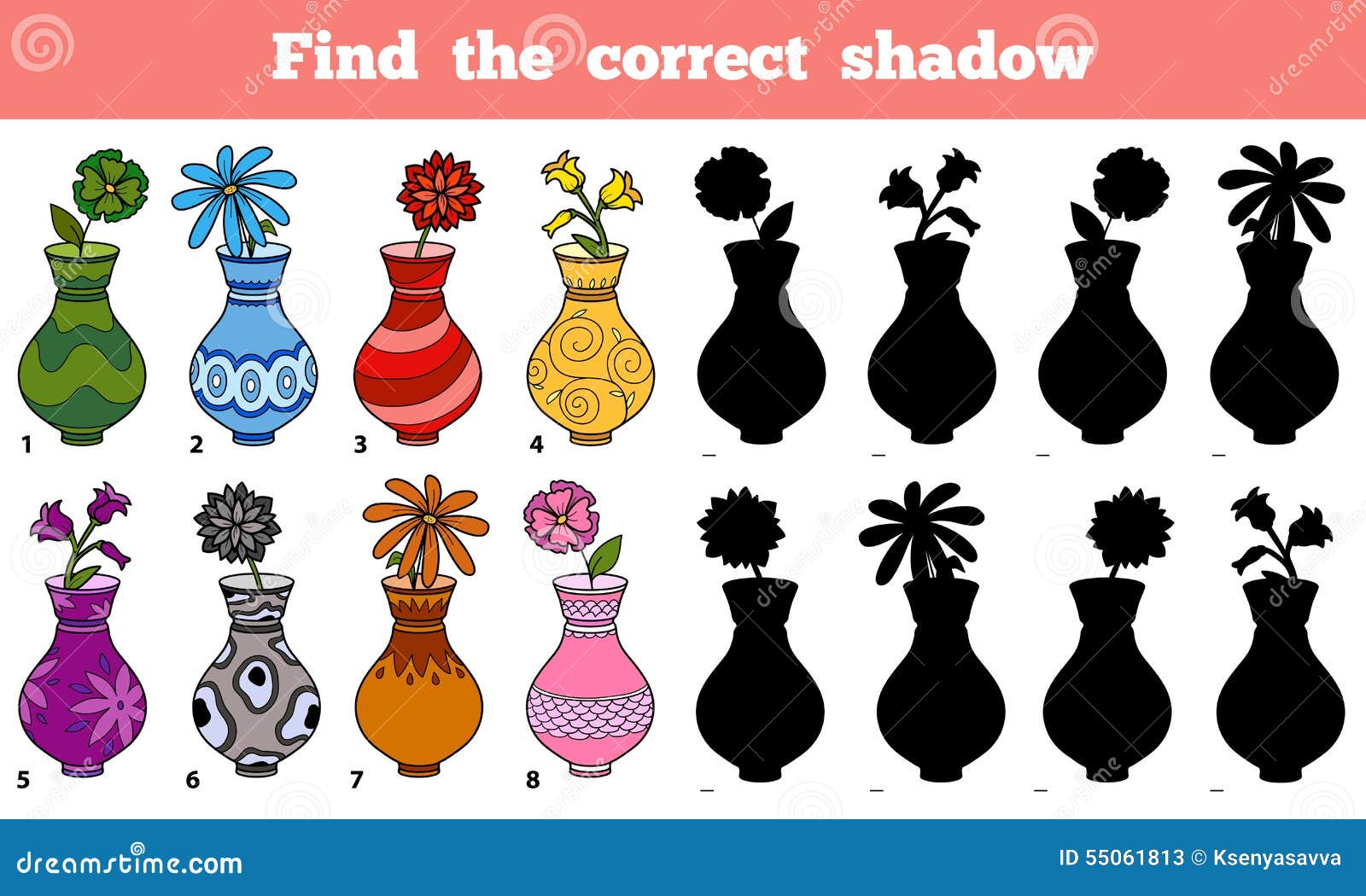 Find the Correct Shadow (vases) Stock Vector Illustration of connect