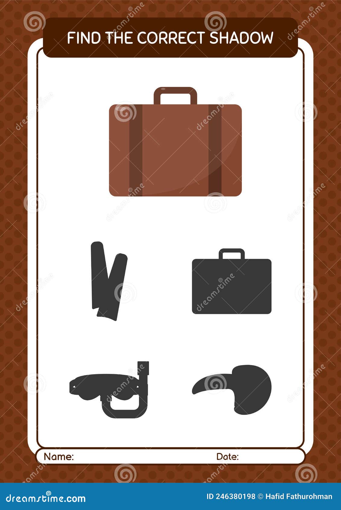 Find the Correct Shadows Game with Suitcase. Worksheet for Preschool