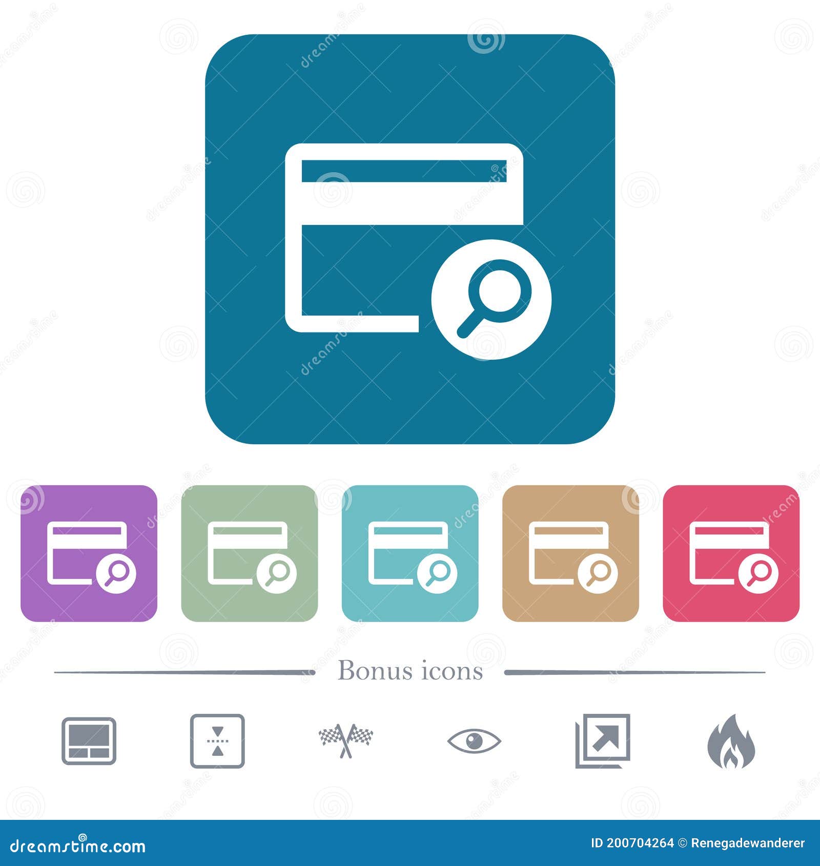 find credit card flat icons on color rounded square backgrounds