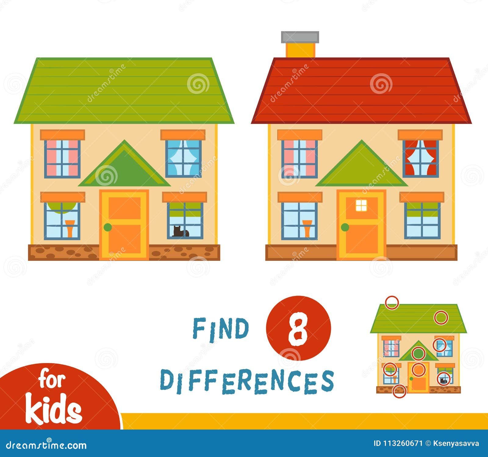 Find differences, House stock vector. Illustration of activity - 113260671