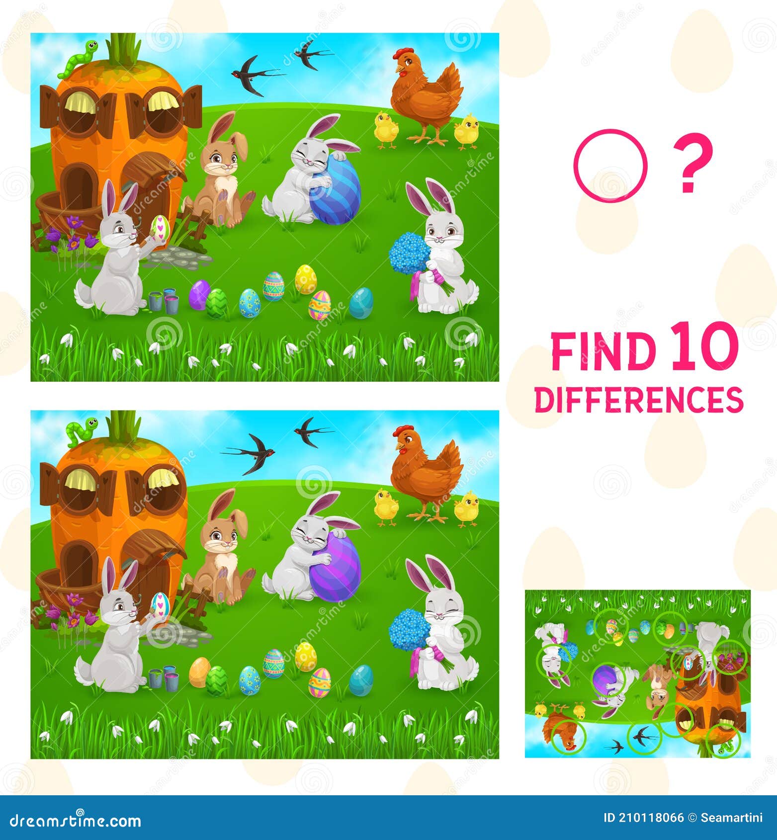 Easter Find 10 Differences Stock Illustrations – 12 Easter Find 10 ...