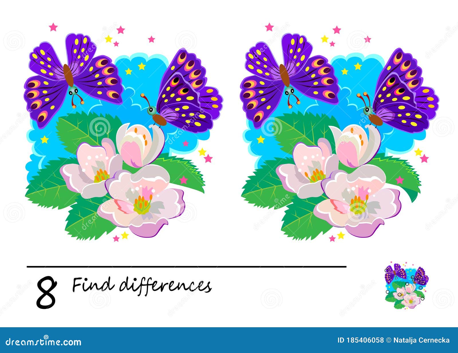 Find Differences Logic Puzzle Game Children Adults Printable Page