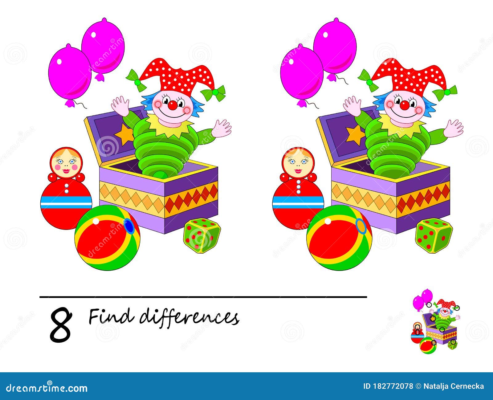 Find Differences Logic Puzzle Game Children Adults Printable Page