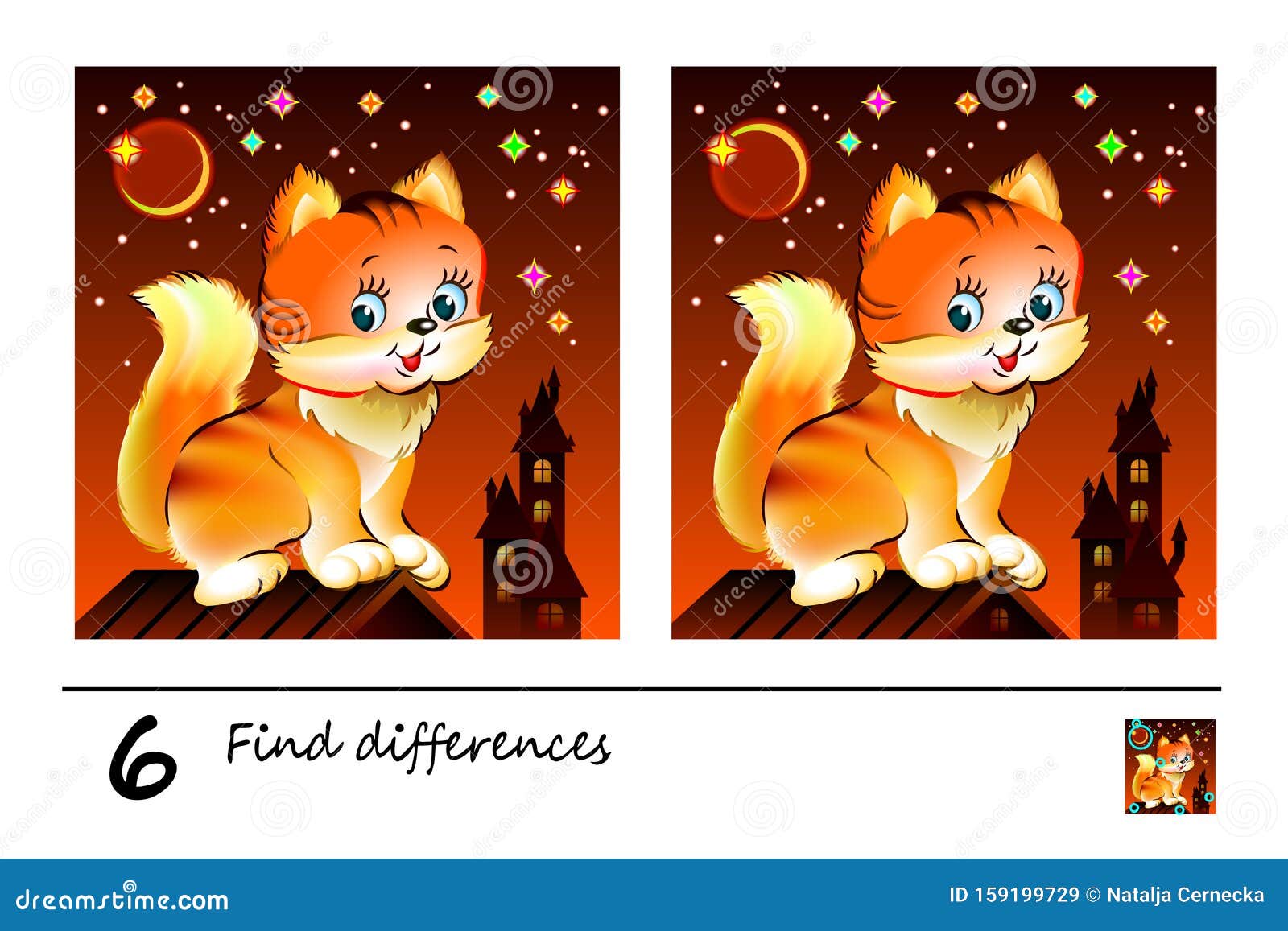 Find Differences Logic Puzzle Game Children Adults Printable Page