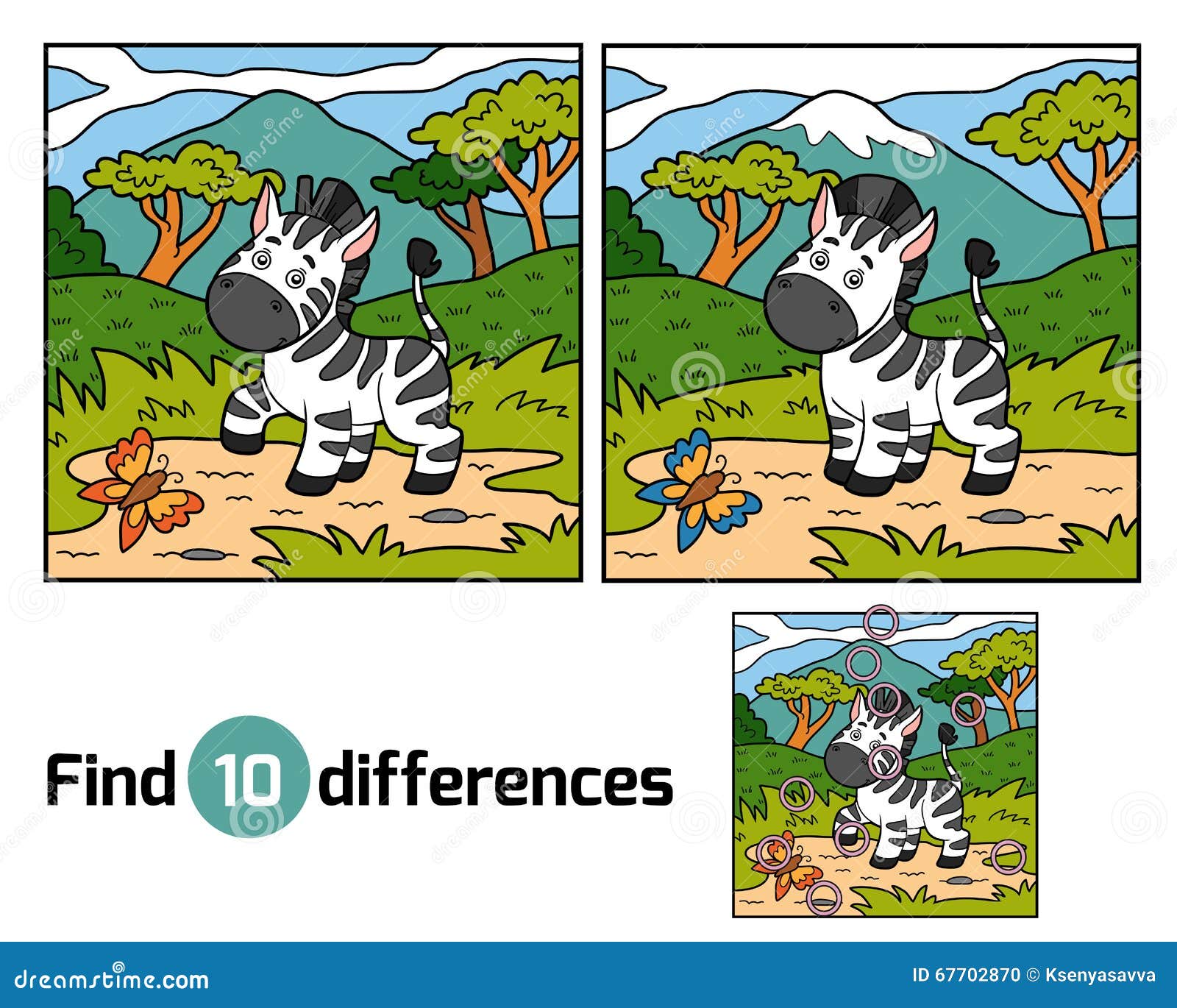 Find Differences (zebra And Background) Stock Vector - Illustration of education, illustration ...