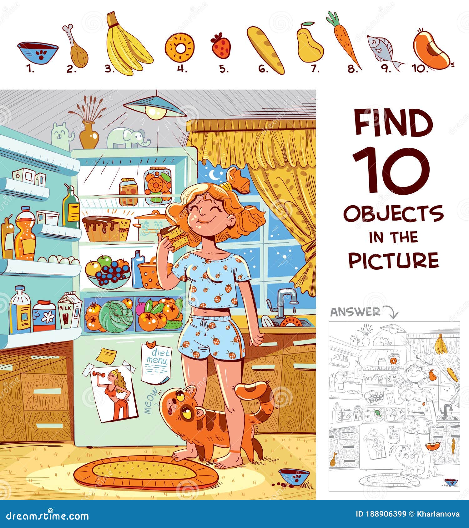 find 10 objects in the picture. girl eating a piece of cake