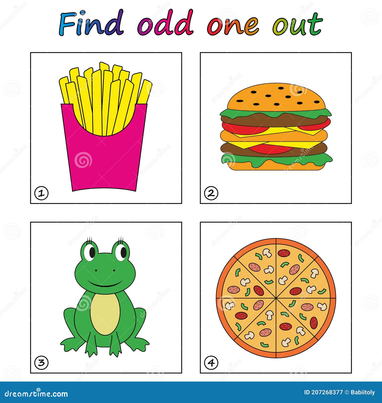 Find Odd One Out - Game For Kids. Worksheet Stock Vector - Illustration Of  Eyes, Children: 207268377