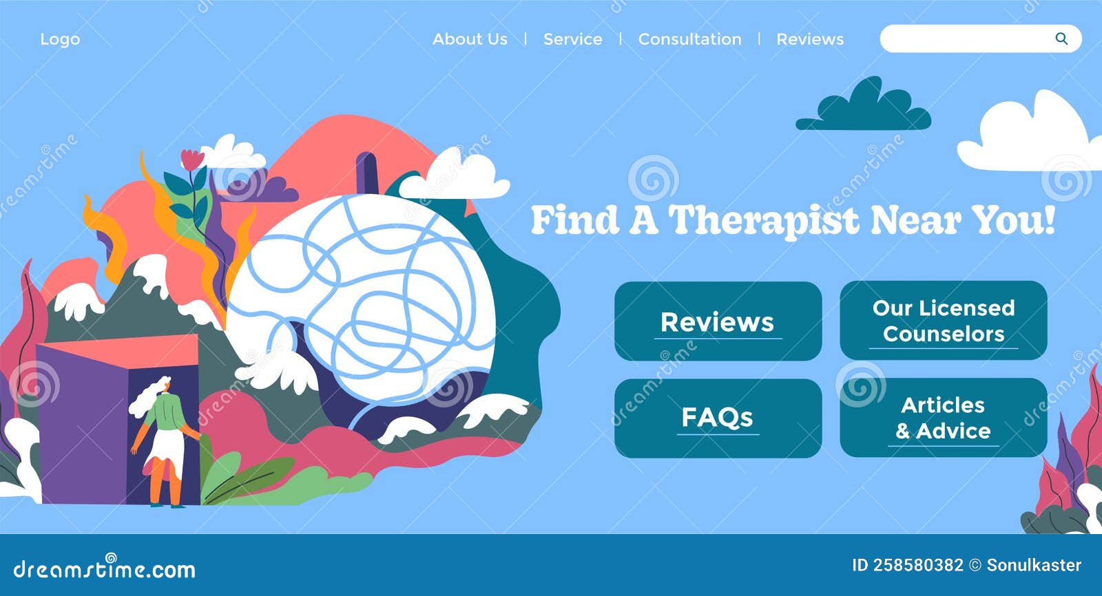 Find Therapist Near You, site with Information Stock Vector
