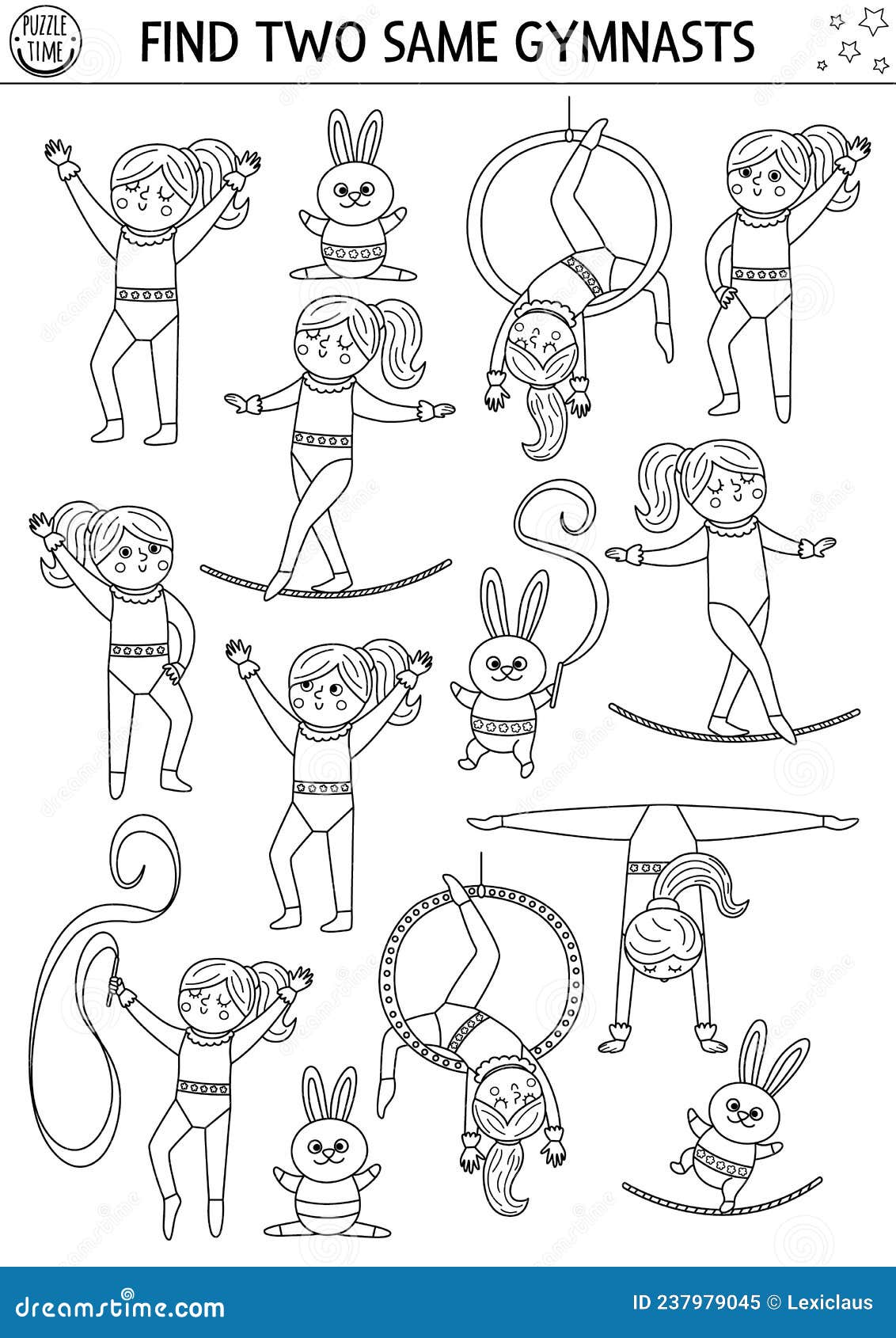 Find Two Same Gymnasts. Circus Black and White Matching Activity for ...