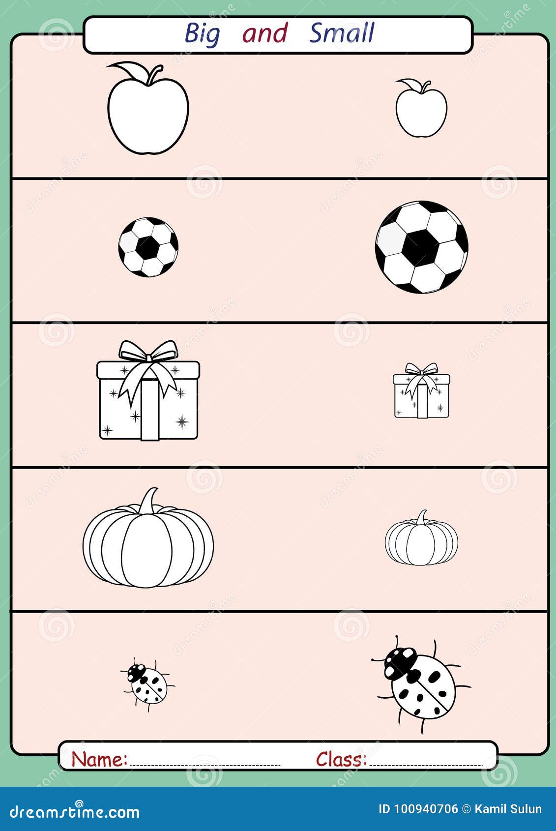 Finden Sie Groß Oder Klein, Arbeitsblatt Für Kinder, Gegenüber Von