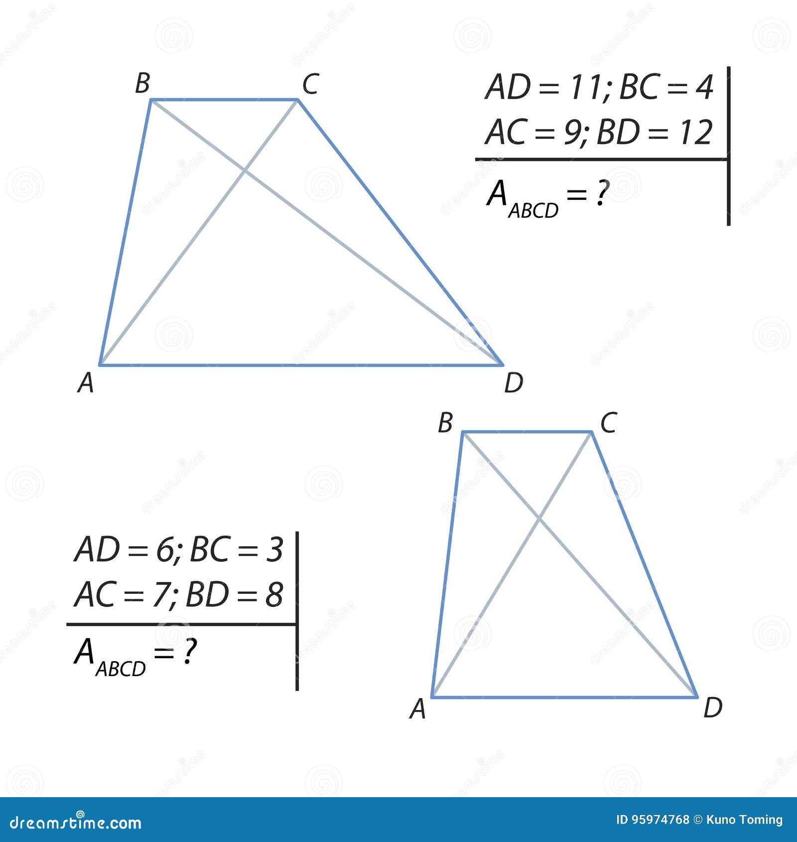 Finding The Area Of A Trapezoids ABCD Stock Illustration